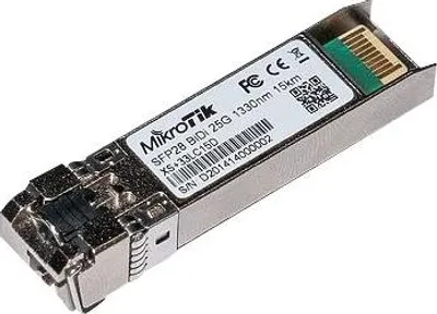 Produktbild von MikroTik XS+2733LC15D - SFP28 Empfängermodul - SFP+/SFP28 / LC/UPC Einzelmodus - bis zu 15 km - 1270 nm / 1330 nm (Packung mit 2)
