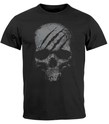 Produktbild von Herren T-Shirt Totenkopf Skull Totenschädel Skelett Print Aufdruck Fashion Streetstyle Neverless® schwarz L