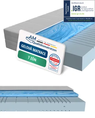 Obrázek produktu pro AM Qualitätsmatratzen | Gelová penová matrace 140x200 cm | H3 | Vysoce kvalitní matrace se 4 cm gelové peny | 20 cm vysoká | Vyrobeno v Nemecku | 140 x 200 cm