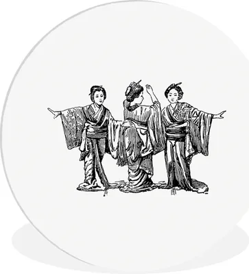 Produktbild von MuchoWow® Rundes Wandbild - Runde Bilder Geisha - Japan - Jahrgang Ø 90 cm Kreis Wanddekoration Kunststoff - Wandkreis - Wandschmuck - Wand-Kreis - Wohnzimmer - Bild - Runde - Wanddeko - Dibond - Kunstdrucke
