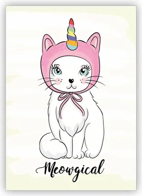 Produktbild von Lustige Katzen Einhorn Motto Grußkarte: Meowgical