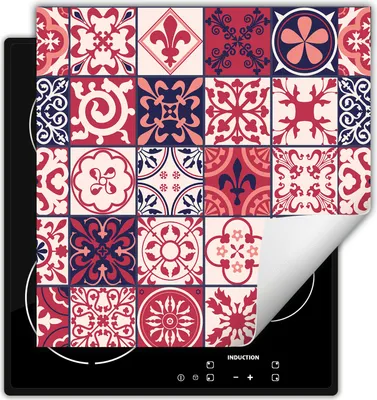 Produktbild von DarHaus Herdabdeckplatte 60x52 cm Anti Rutsch Matte Aufrollbar, rot - Mosaik