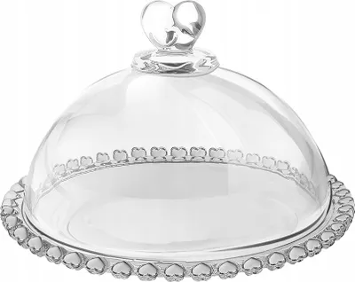 Produktbild von Glas Tortenplatte mit Glasglocke Ø19,5 cm, rund, Herzmotiv, Kuchenplatte