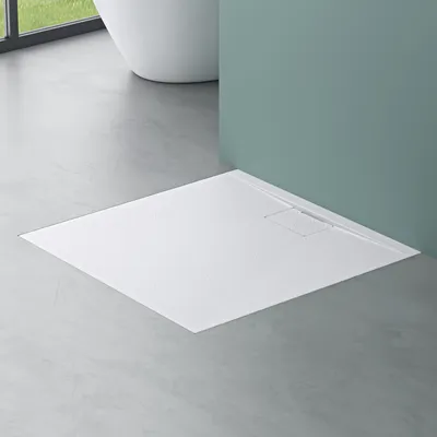 Produktbild von Mai & Mai Duschtasse Duschwanne aus Mineralguss BxTxH: 100x100x3 cm Mineralgusswanne in Weiß DIN-Anschlüsse inkl. Ablaufgarnitur Geoma07
