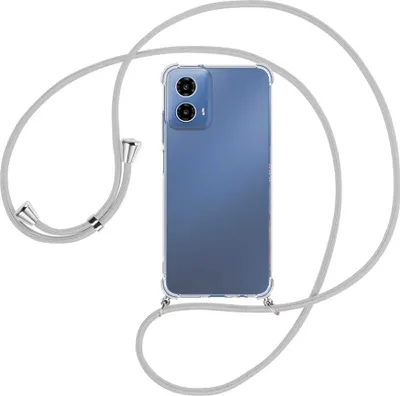 Produktbild von Handykette Backcover-Schutzhülle mit Band (Metall silberfarben) für Motorola Moto G34 5G - silbergrau
