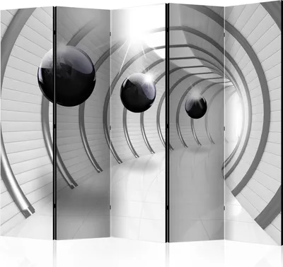 Produktbild von Neuheit! Dekorativer Paravent Raumteiler Trennwand Foto-Paravent Spanische Wand XXL 3D Tunnel Kugeln Perspektive 225x172 cm a-C-0001-z-c