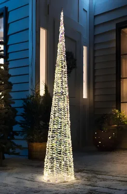 Image de Cône LED "Rainbow" 1,50 m de haut, 1440 lumières blanc chaud, arbre de Noël, éclairage extérieur, arbre lumineux, pyramide lumineuse, décoration de jardin pour l'extérieur