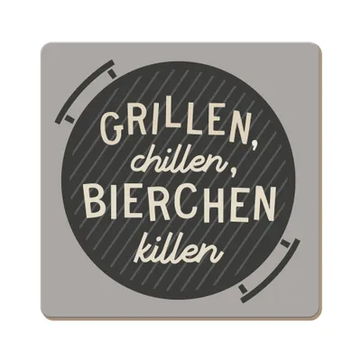 Produktbild von Getränkeuntersetzer, Untersetzer, abwischbar, Korkuntersetzer "Grillen, chillen"