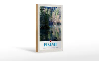 Produktbild von Holzschild Reise 12x18 cm Blausee Schweiz Natur Wald Urlaub