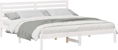 Produktbild von vidaXL Bettrahmen mit Kopfteil Weiß 200 x 200 cm Massives Kiefernholz
