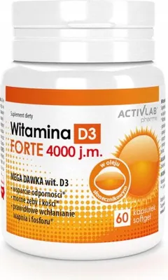 Zdjęcie produktu dla ActivLab Witamina D3 4000 60caps. FORTE