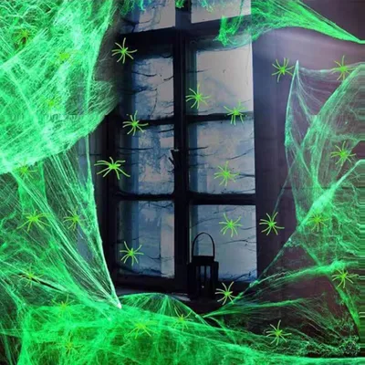 Obrázok produktu pre Dekorácia na Halloween – pavúčia sieť, 200 g polyester, 30 pavúkov, vhodná na vnútorné aj vonkajšie použitie