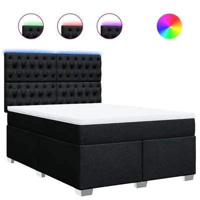 Produktbild von Boxspringbett mit Matratze Schwarz 140x190 cm Stoff