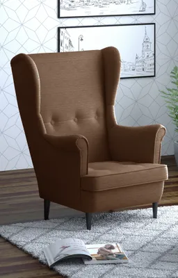 Produktbild von Ohrensessel Leo, Braun, mit den Maßen 85 cm (Breite) x 90 cm (Tiefe) x 105 cm (Höhe)