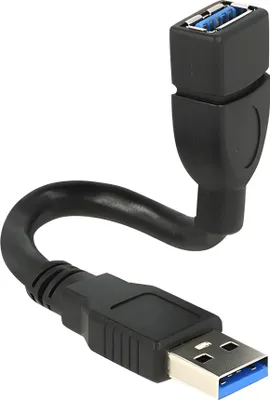 Zdjęcie produktu dla DeLOCK 0.15m 2xUSB3.0-A, 0,15 m, USB A, USB A, USB 3.2 Gen 1 (3.1 Gen 1), Męska/Żeńska, Czarny