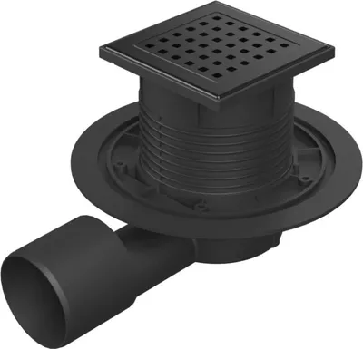 Obrázok produktu pre Chud?j bočný podlahový odtok, čierny, D50/75 NEPTUN, mriežka z nehrdzavejúcej ocele GATE, čierna, G1 388 A X C