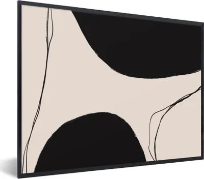 Produktbild von MuchoWow® Gerahmtes Poster Pastell - Schwarz - Minimalismus 80x60 cm - Poster mit Schwarzem Bilderrahmen Wandposter Rahmen Foto Bilder - Schwarzem - Mit Gestell