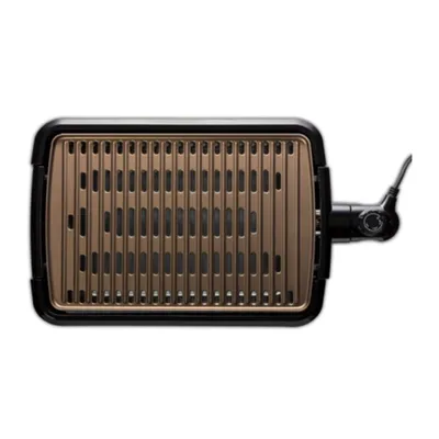 A top-down view of a tabletop grill.