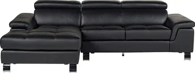 Produktbild von MISHIMA Leder-Ecksofa - Schwarz - Linkes Ecksofa