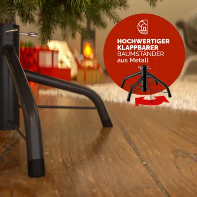 Productafbeelding van CASARIA® Kunstkerstboom, 140 cm, dichte toppen, snelle opbouw, metalen voet, natuurgetrouw, moeilijk ontvlambaar, groen, dennenboom, edelden, decoratief