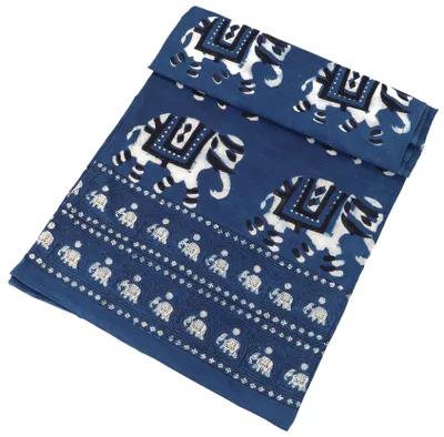 Produktbild von Blockdruck Tagesdecke, Bett & Sofaüberwurf, Handgearbeiteter Wandbehang, Wandtuch - Design 7, Blau, Baumwolle, Größe: Double 225*275 cm