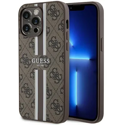 Obrázok produktu pre Guess 4G Printed Stripes Magsafe Puzdro Pre Iphone 15 Pro Max - Hnedé