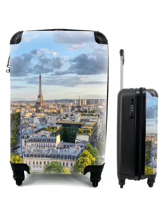 Produktbild von MuchoWow® Koffer Handgepäck Trolley Rollkoffer Kleine Reisekoffer mit 4 Rollen - Paris - Eiffelturm - Skyline - Cabin Size < 55x40x23 cm & 55x40x20 cm - Fotokoffer - Kabinenkoffer - Boardgepäck - Reise-Box - Reisekoffer - Reisegepäck - Koffer mit Bild - Trolley für Kinder