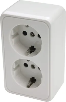Zdjęcie produktu dla Gniazdo natynkowe Schuko do przyczep kempingowych 220V - 230V białe podwójne