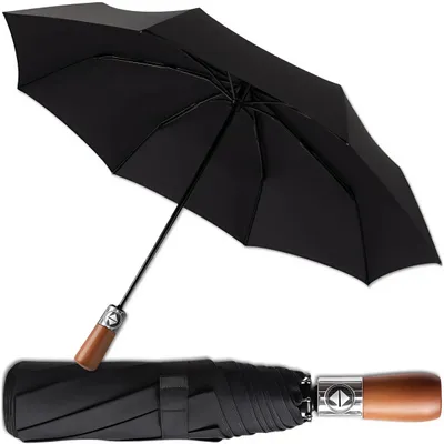 Obrázok produktu pre Automatický skladací dáždnik 105 cm, vetruodolný a vodoodolný, čierny