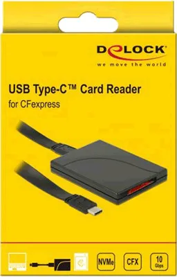 Produktbild von DeLOCK 91749, CFexpress, Schwarz, 10000 Mbit/s, USB 3.1 (Gen 2) Type C, 53 mm, 73 mm