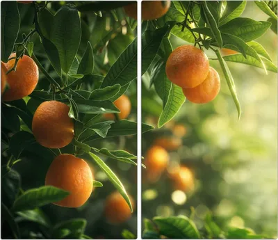 Produktbild von Spritzschutz Herdabdeckplatte Schneidebrett aus Glas Orangenbaum Closeup 2-Teilig (60x52cm)