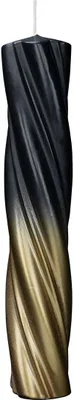 Produktbild von INNA-GLAS Blockkerze RANAVALONA, schmal, gedreht, schwarz-gold, 30cm, Ø6cm - Germany - Dip Dye Stumpenkerze