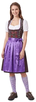 Produktbild von 3-teiler Midi-Dirndl-Set Dirndel Dirndlbluse Dirndlschürze Lila, Größe:40
