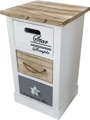 Immagine prodotto di Milani Home - mobiletto in legno con 3 cassetti, bianco, stile shabby chic, 29 x 27 x 49 cm