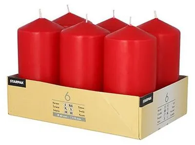 Zdjęcie produktu dla 6 świec filarowych Ø 60 mm - 115 mm czerwonych