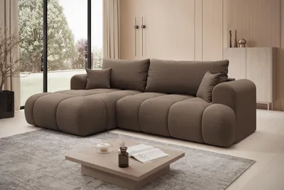 Produktbild von Ecksofa TREVIO Links in Braun  260 × 93 x 165 cm – Modernes Designsofa mit Ottomane