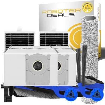 Image de Kit d'accessoires pour aspirateur robot Ecovacs Deebot X12 OmniCyclone (2 sacs, 2 filtres, 2 brosses latérales, 1 brosse de nettoyage, 1 brosse principale)