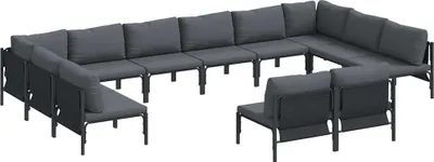 Image de vidaXL Ensemble de canapé de jardin avec coussins 12 pcs noir acier