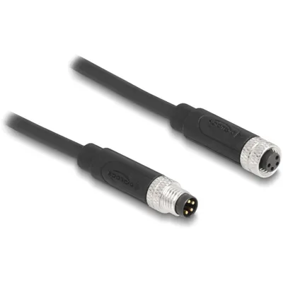 Produktbild von DeLOCK M8 4 Pin Kabel A-kodiert Stecker zu Buchse PUR (TPU) 5 m, 5 m, M8, M8, Männlich/Weiblich, Schwarz, Thermoplastische Polyurethane (TPU)