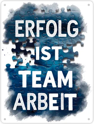 Produktbild von Erfolg ist Teamarbeit Metallschild XL in 21x28 cm Typografisches Aquarell