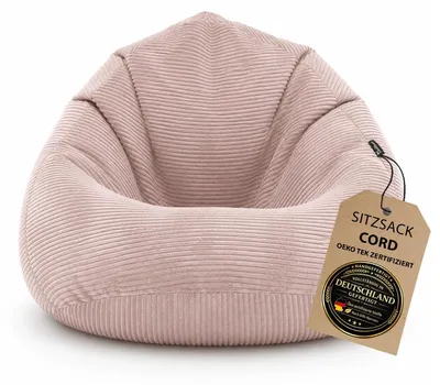 Produktbild von BuBiBag Cord Sitzsack Kinder Jugendliche Erwachsene – Gaming Bean Bag Cord Sessel, EPS-Füllung, Möbelcord, in Berlin genäht | 12 Farben Flamingo-XXL