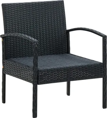 Produktbild von vidaXL Gartenstuhl mit Kissen Poly Rattan Schwarz