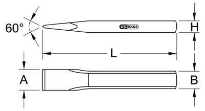 Obrázok produktu pre KS Tools 162.0191, Murárske dláto, Plochý sekáč, Chrómmolybdénová oceľ, Žltá, 200 mm, 27 mm