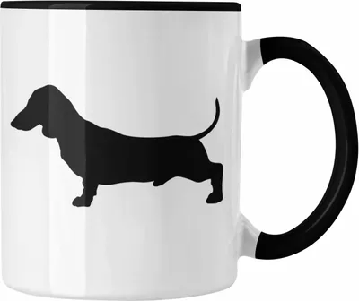Produktbild von Trendation - Dackel Grafik Tasse Geschenk für Dackel-Besiterin Frauchen Herrchen Geschenkidee Kaffee-Becher Lustig (Schwarz)