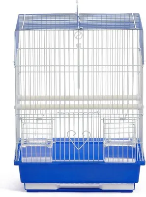 Productafbeelding van Kleine vogelkooi, blauw, met plastic basis, verstelbaar, geschikt voor siervogels