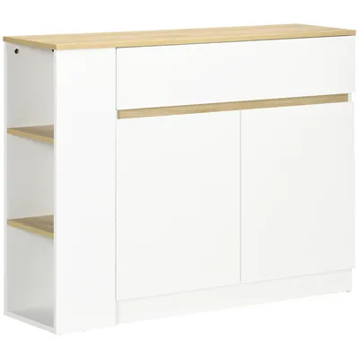 Image de HOMCOM Buffet, meuble de rangement, avec placard 2 portes, étagère réglable, 2 tiroirs, 3 étagères ouvertes, 110 x 29,5 x 82 cm, pour salle à manger, salon, cuisine, blanc
