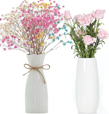 Produktbild von Keramische Blumenvasen-Set, weiß, 20 cm, moderne Dekoration für Wohnzimmer