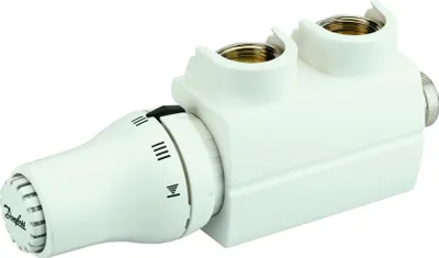 Produktbild von Danfoss VHS Ventilset RAL 9016 Heizkörper R 1/2, Eck, 1 Stk.