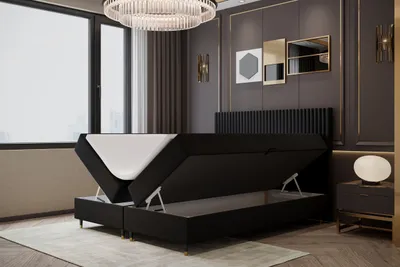 Produktbild von TRADA Boxspringbett 180 x 200 Estepona mit Bettkasten und Pocket-Matratze Schwarz