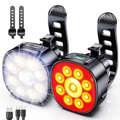 Produktbild von LED-Fahrradlampe, USB-ladbar, superheller LED-Strahl, wasserdicht, für Nacht-Fahrradfahren